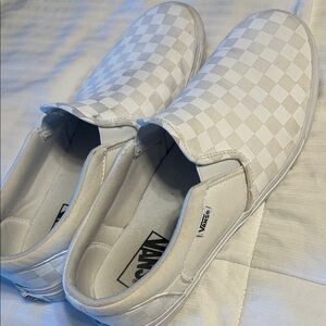 Vans Men's Gray Checkered Slip-On Shoes